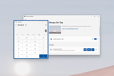 Microsoft PowerToys Always On Top showing a pinned window on Windows