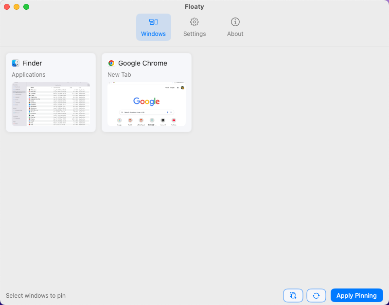 Floating window controls sitting on top of Google Chrome