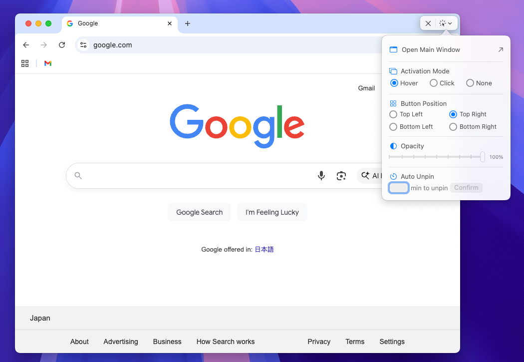 Floaty window picker listing apps ready to pin