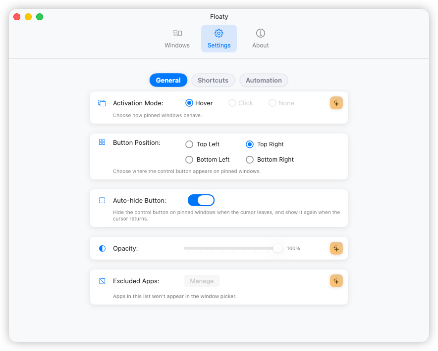 Floaty advanced preferences
